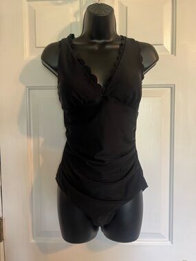Target Black One-Piece Swimsuit with Scallop Trim
